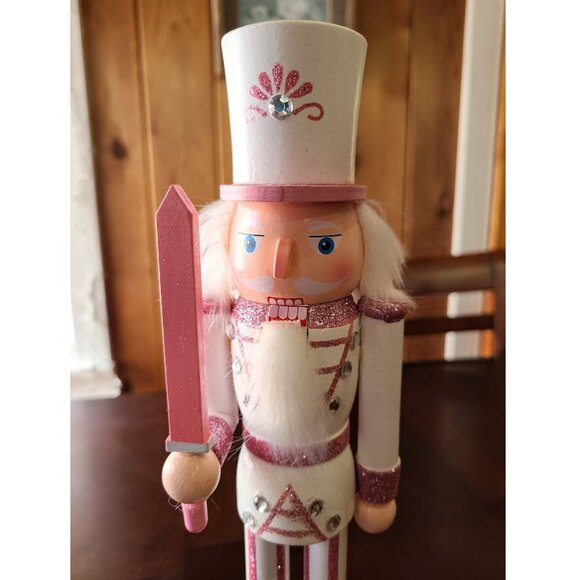 Pink Nutcracker Soldier Christmas Decor Holiday Xmas Decoration Wooden Statue - Picture 6 of 14